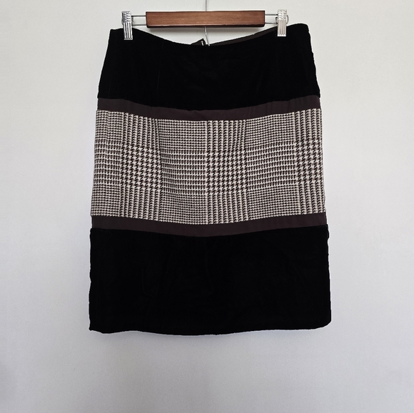 Vintage Etcetera Velvet Plaid Houndstooth Mini Skirt Size 6 - Picture 3 of 7